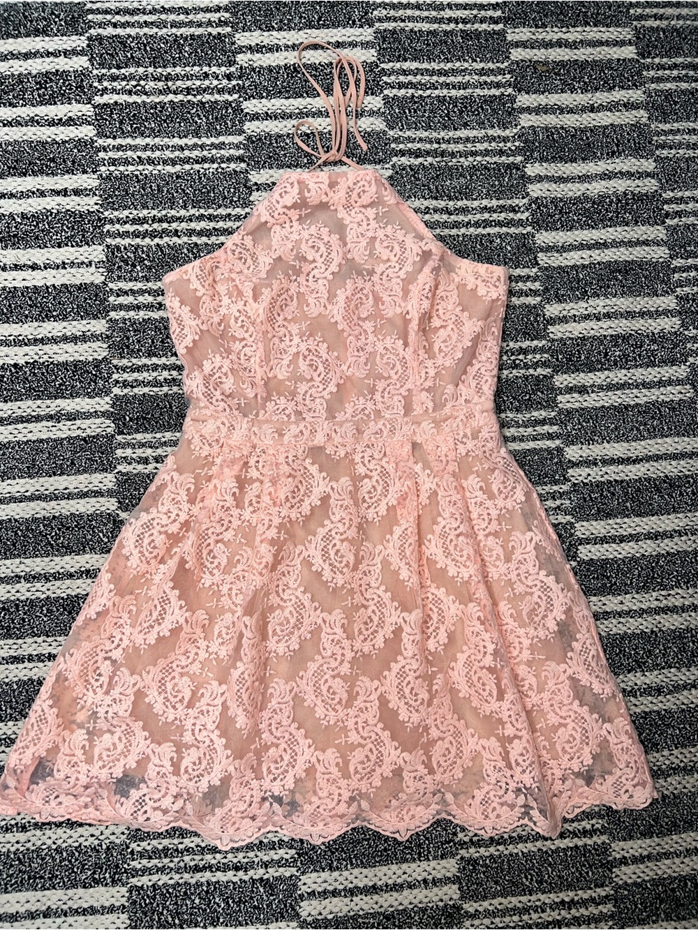 Chelsea & Violet Pink Lace Halter Skater Dress